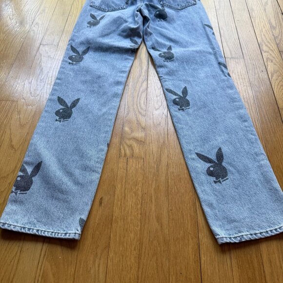 Playboy x PacSun Size 23 Women's Medium Wash 90s Boyfriend Bunny Print Jeans - Picture 14 of 15